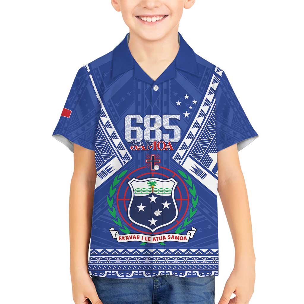 Personalised Samoa 685 Family Matching Long Sleeve Bodycon Dress and Hawaiian Shirt Samoan Pride Coat Of Arms LT14 Son's Shirt Blue - Polynesian Pride