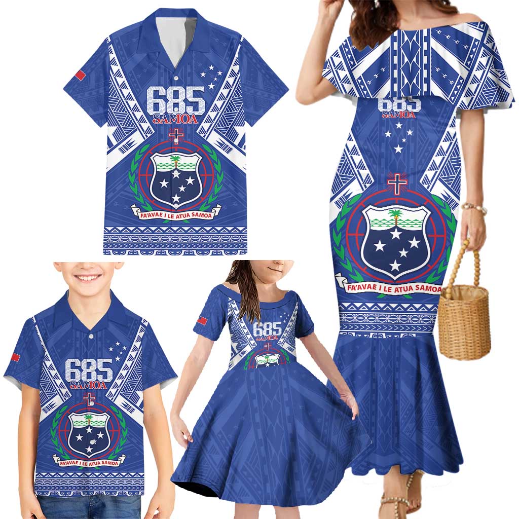 Personalised Samoa 685 Family Matching Mermaid Dress and Hawaiian Shirt Samoan Pride Coat Of Arms LT14 - Polynesian Pride