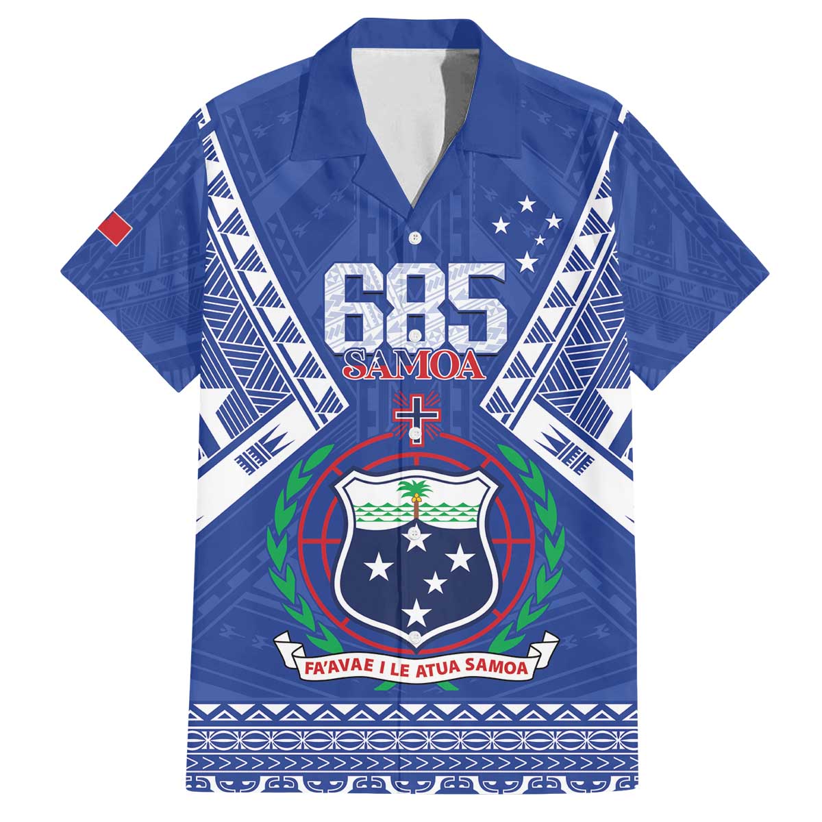 Personalised Samoa 685 Family Matching Off The Shoulder Long Sleeve Dress and Hawaiian Shirt Samoan Pride Coat Of Arms LT14 Dad's Shirt - Short Sleeve Blue - Polynesian Pride