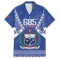 Personalised Samoa 685 Family Matching Off The Shoulder Long Sleeve Dress and Hawaiian Shirt Samoan Pride Coat Of Arms LT14 Dad's Shirt - Short Sleeve Blue - Polynesian Pride