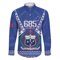 Personalised Samoa 685 Family Matching Short Sleeve Bodycon Dress and Hawaiian Shirt Samoan Pride Coat Of Arms LT14 Dad's Shirt - Long Sleeve Blue - Polynesian Pride