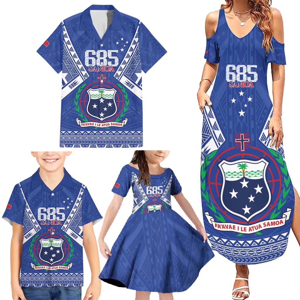 Personalised Samoa 685 Family Matching Summer Maxi Dress and Hawaiian Shirt Samoan Pride Coat Of Arms LT14 - Polynesian Pride
