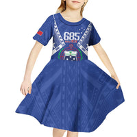 Personalised Samoa 685 Kid Short Sleeve Dress Samoan Pride Coat Of Arms - Polynesian Pride