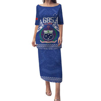 Personalised Samoa 685 Puletasi Samoan Pride Coat Of Arms LT14 Long Dress Blue - Polynesian Pride
