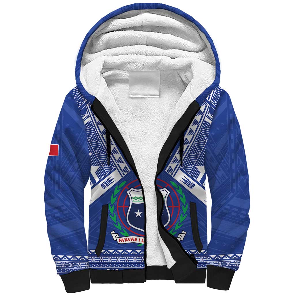 Personalised Samoa 685 Sherpa Hoodie Samoan Pride Coat Of Arms - Polynesian Pride