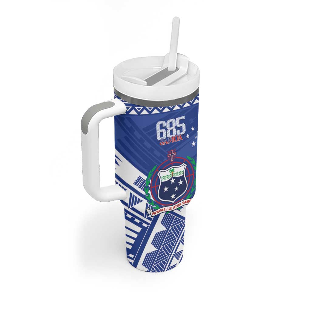 Personalised Samoa 685 Tumbler With Handle Samoan Pride Coat Of Arms - Polynesian Pride