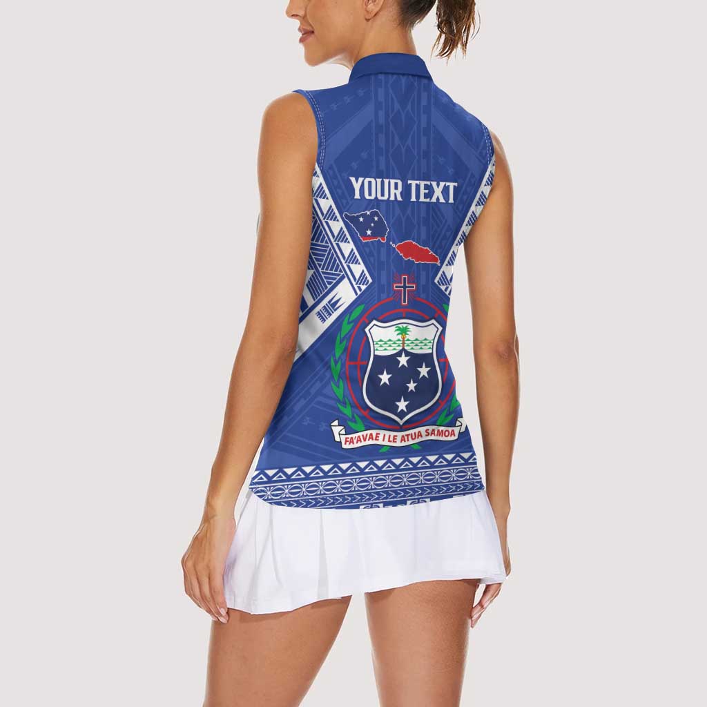Personalised Samoa 685 Women Sleeveless Polo Shirt Samoan Pride Coat Of Arms - Polynesian Pride
