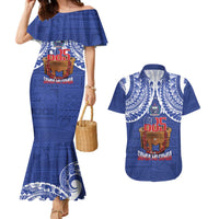 Toa Samoa Rugby Couples Matching Mermaid Dress and Hawaiian Shirt 685 Pride Tanoa Ula Fala LT14 Blue - Polynesian Pride