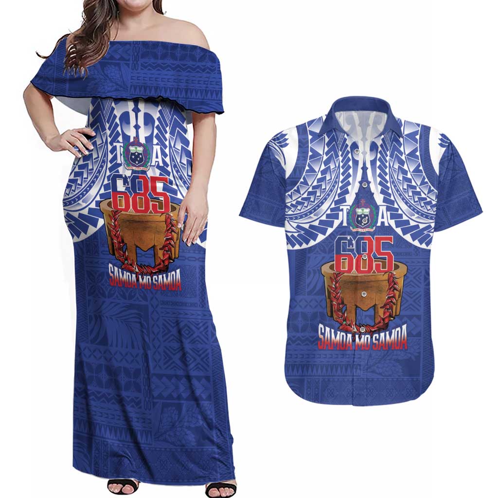 Toa Samoa Rugby Couples Matching Off Shoulder Maxi Dress and Hawaiian Shirt 685 Pride Tanoa Ula Fala - Polynesian Pride