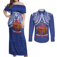 Toa Samoa Rugby Couples Matching Off Shoulder Maxi Dress and Long Sleeve Button Shirt 685 Pride Tanoa Ula Fala - Polynesian Pride
