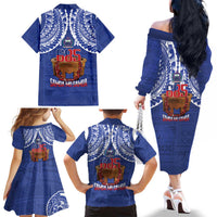 Toa Samoa Rugby Family Matching Off The Shoulder Long Sleeve Dress and Hawaiian Shirt 685 Pride Tanoa Ula Fala LT14 - Polynesian Pride
