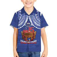 Toa Samoa Rugby Family Matching Off The Shoulder Long Sleeve Dress and Hawaiian Shirt 685 Pride Tanoa Ula Fala LT14 Son's Shirt Blue - Polynesian Pride