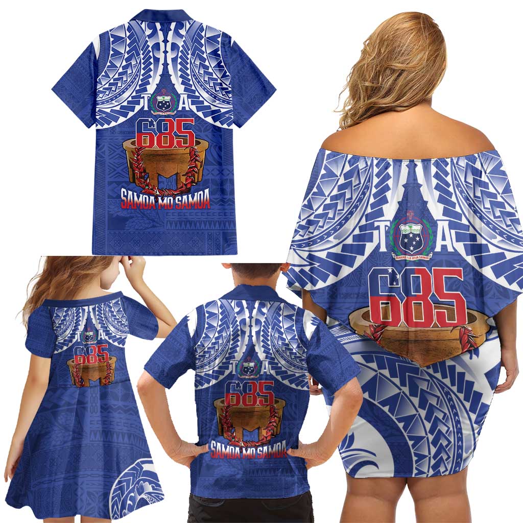 Toa Samoa Rugby Family Matching Off Shoulder Short Dress and Hawaiian Shirt 685 Pride Tanoa Ula Fala LT14 - Polynesian Pride