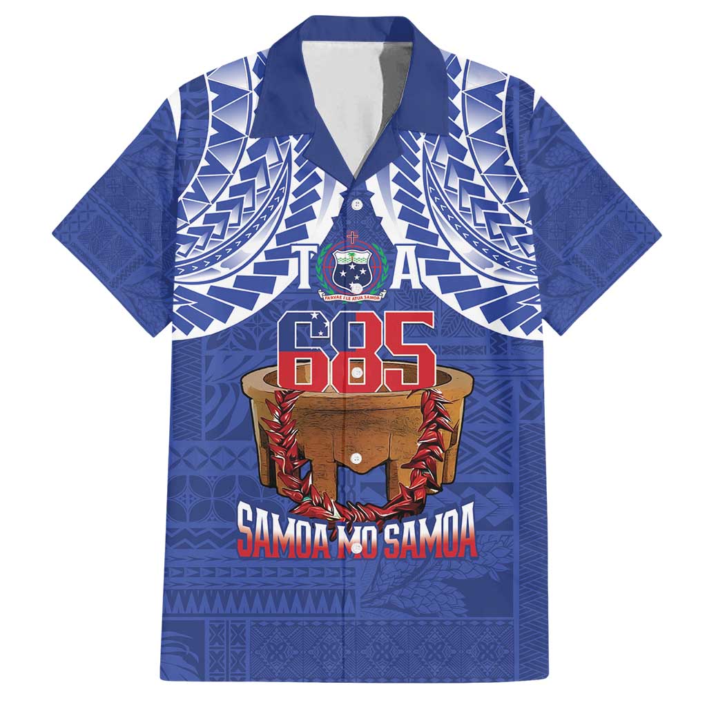 Toa Samoa Rugby Family Matching Off Shoulder Short Dress and Hawaiian Shirt 685 Pride Tanoa Ula Fala LT14 Dad's Shirt - Short Sleeve Blue - Polynesian Pride