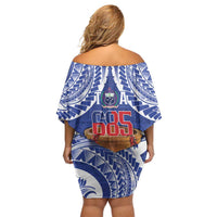 Toa Samoa Rugby Family Matching Off Shoulder Short Dress and Hawaiian Shirt 685 Pride Tanoa Ula Fala LT14 - Polynesian Pride