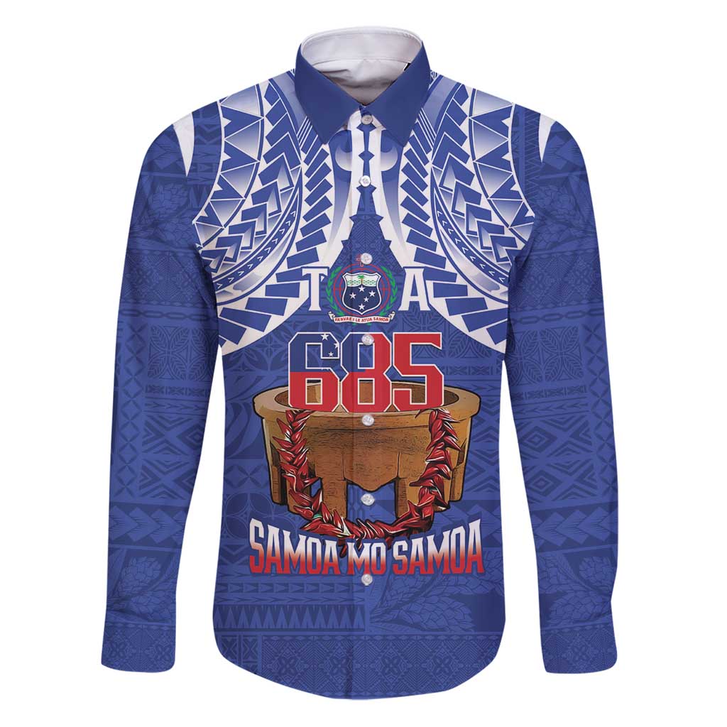 Toa Samoa Rugby Family Matching Puletasi and Hawaiian Shirt 685 Pride Tanoa Ula Fala LT14 Dad's Shirt - Long Sleeve Blue - Polynesian Pride