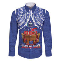 Toa Samoa Rugby Family Matching Summer Maxi Dress and Hawaiian Shirt 685 Pride Tanoa Ula Fala LT14 Dad's Shirt - Long Sleeve Blue - Polynesian Pride