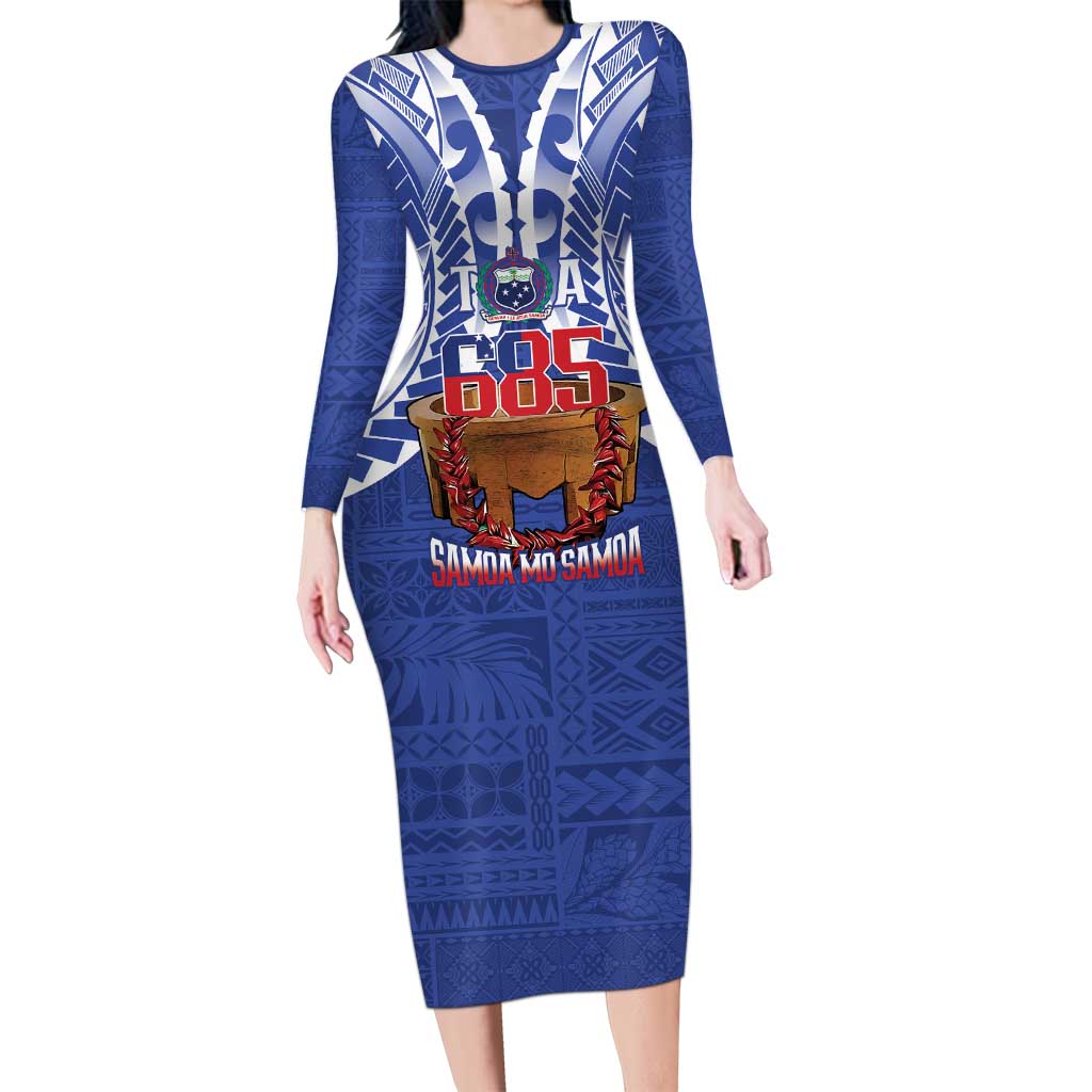 Toa Samoa Rugby Long Sleeve Bodycon Dress 685 Pride Tanoa Ula Fala - Polynesian Pride