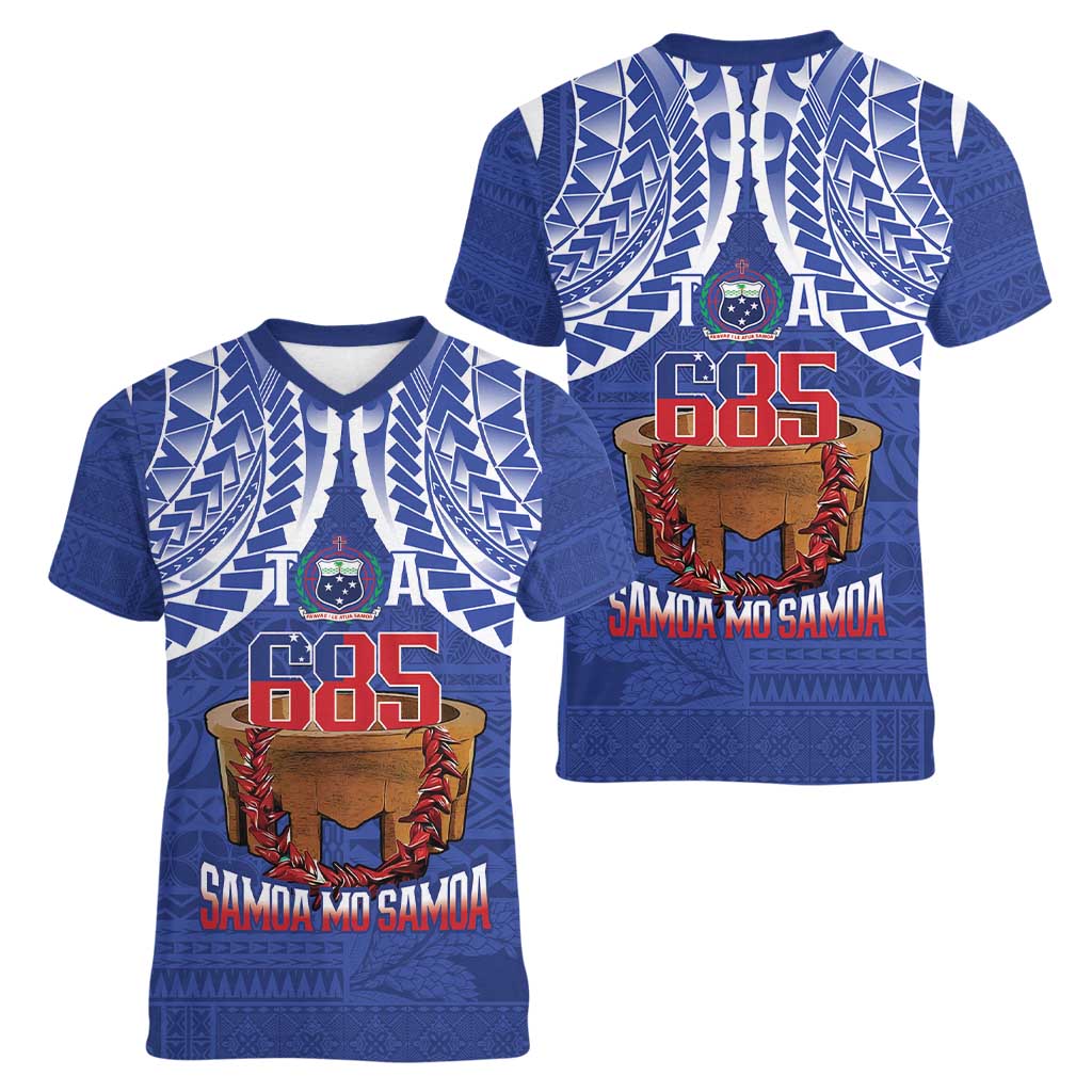 Toa Samoa Rugby Women V-Neck T-Shirt 685 Pride Tanoa Ula Fala - Polynesian Pride