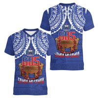 Toa Samoa Rugby Women V-Neck T-Shirt 685 Pride Tanoa Ula Fala - Polynesian Pride