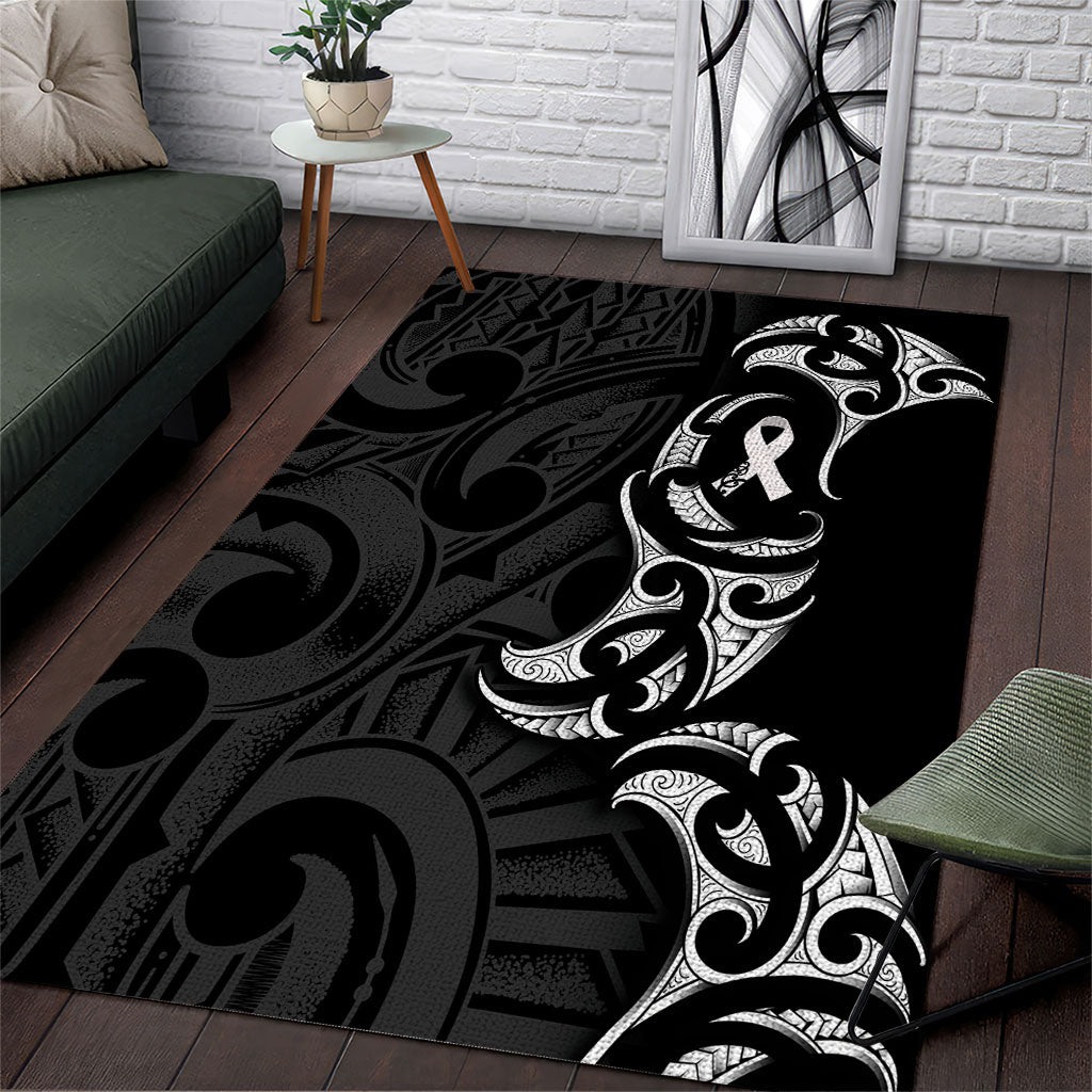 White Ribbon Day New Zealand Area Rug Aotearoa Maori Pattern LT14 Black - Polynesian Pride