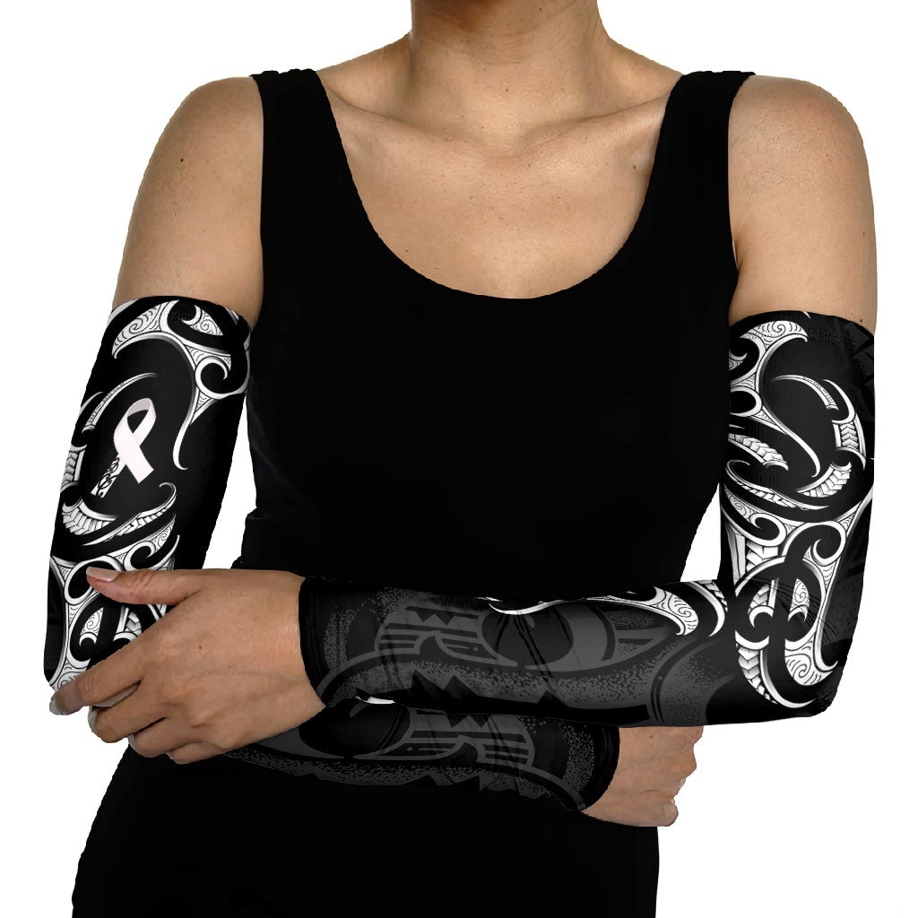 White Ribbon Day New Zealand Arm Sleeves Aotearoa Maori Pattern LT14 - Polynesian Pride