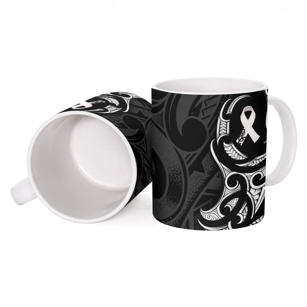White Ribbon Day New Zealand Ceramic Mug Aotearoa Maori Pattern LT14 - Polynesian Pride