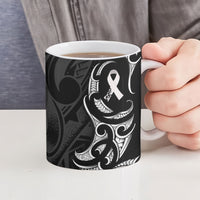 White Ribbon Day New Zealand Ceramic Mug Aotearoa Maori Pattern LT14 - Polynesian Pride