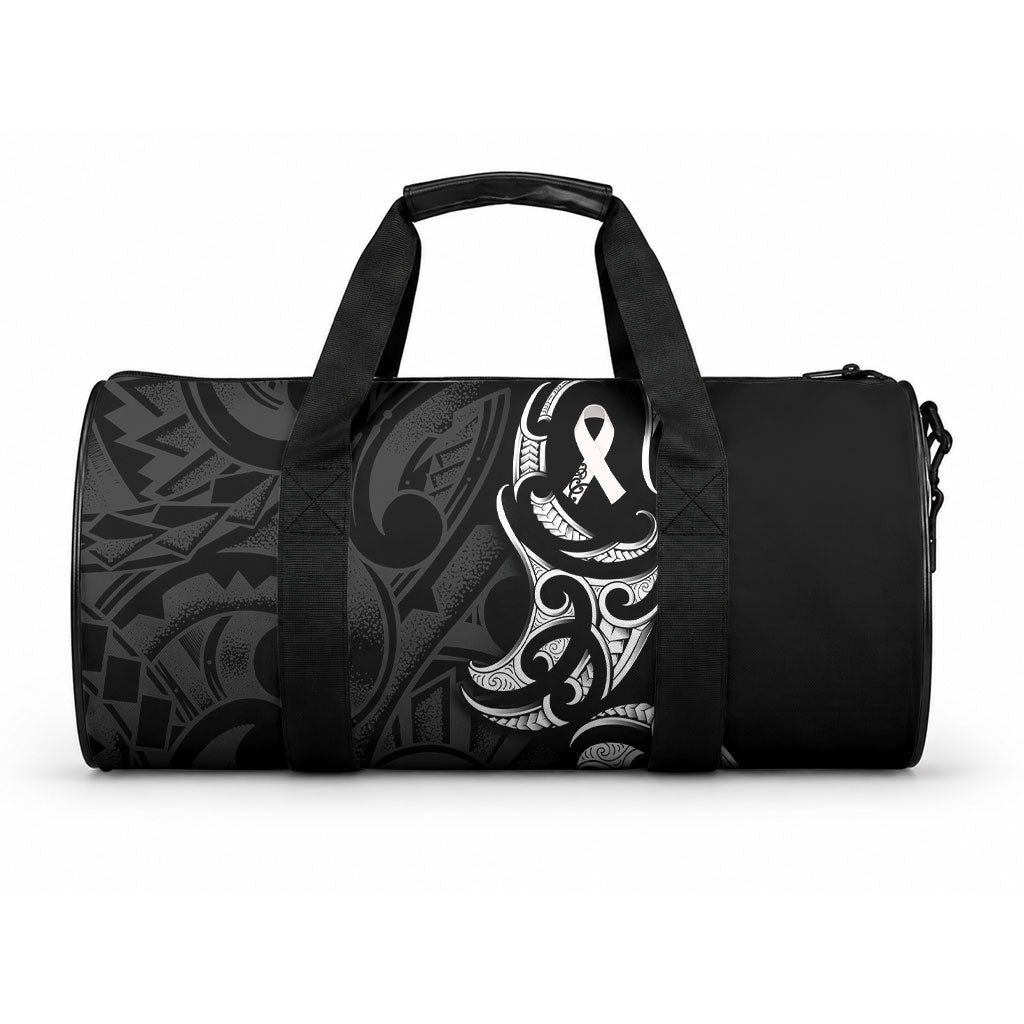 White Ribbon Day New Zealand Duffle Bag Aotearoa Maori Pattern LT14 One size Black - Polynesian Pride