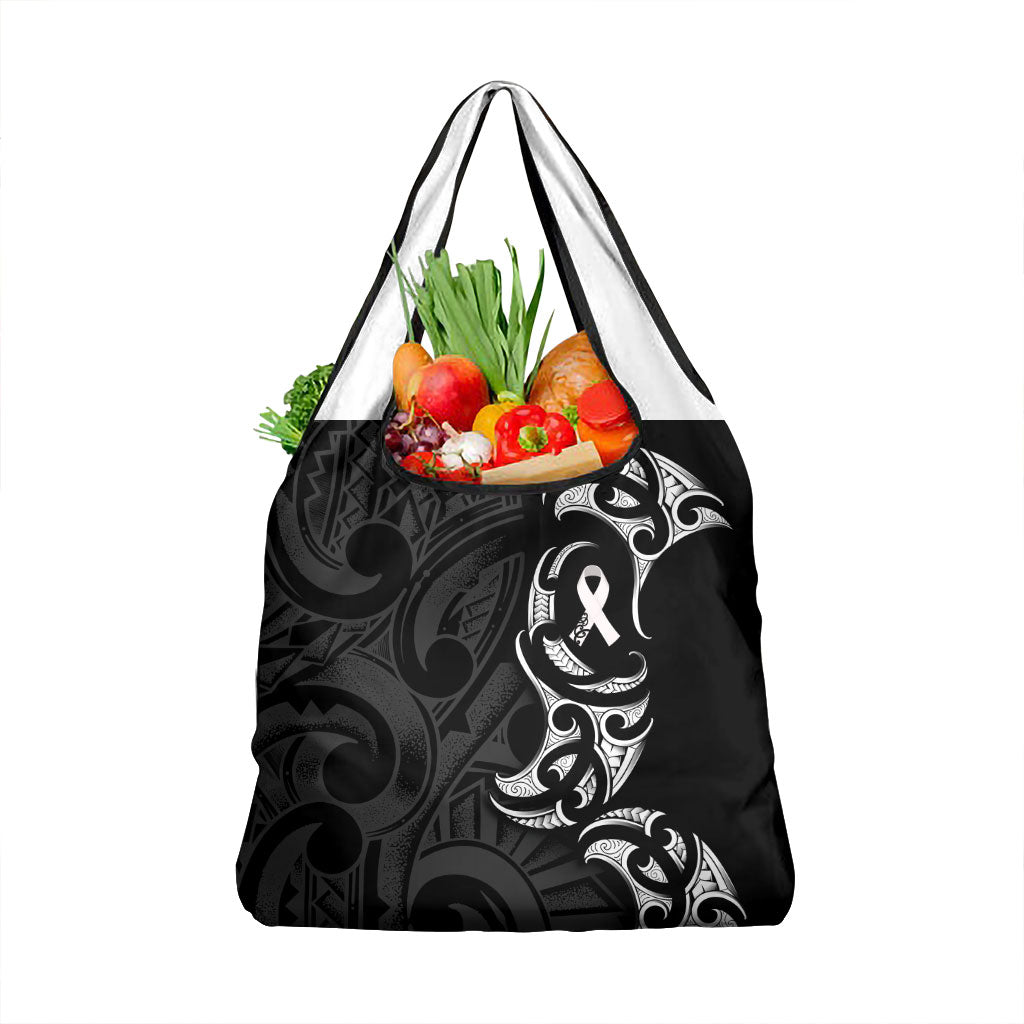 White Ribbon Day New Zealand Grocery Bag Aotearoa Maori Pattern LT14 1-pack One Size Black - Polynesian Pride