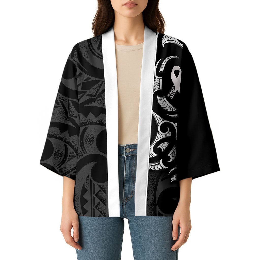 White Ribbon Day New Zealand Kimono Aotearoa Maori Pattern LT14 - Polynesian Pride