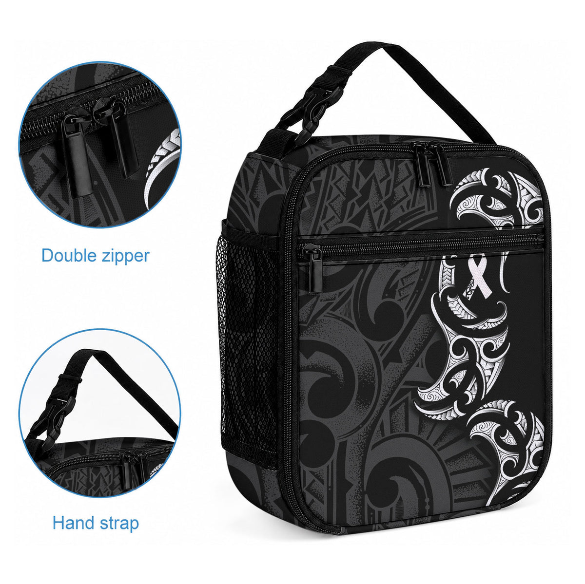 White Ribbon Day New Zealand Lunch Bag Aotearoa Maori Pattern LT14 - Polynesian Pride