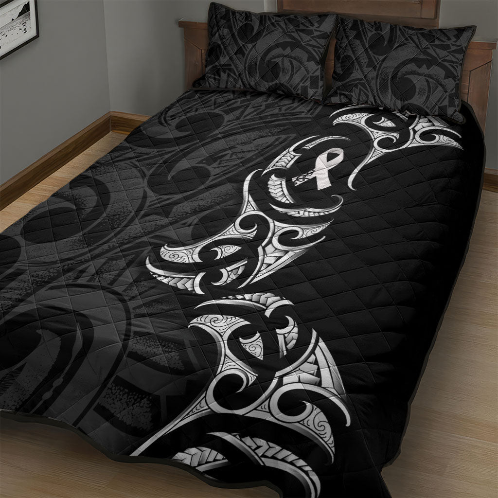 White Ribbon Day New Zealand Quilt Bed Set Aotearoa Maori Pattern LT14 - Polynesian Pride