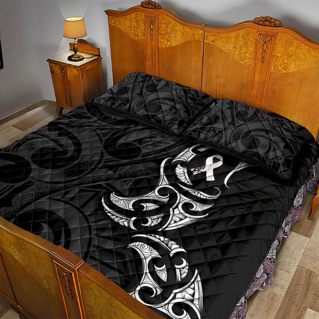 White Ribbon Day New Zealand Quilt Bed Set Aotearoa Maori Pattern LT14 - Polynesian Pride