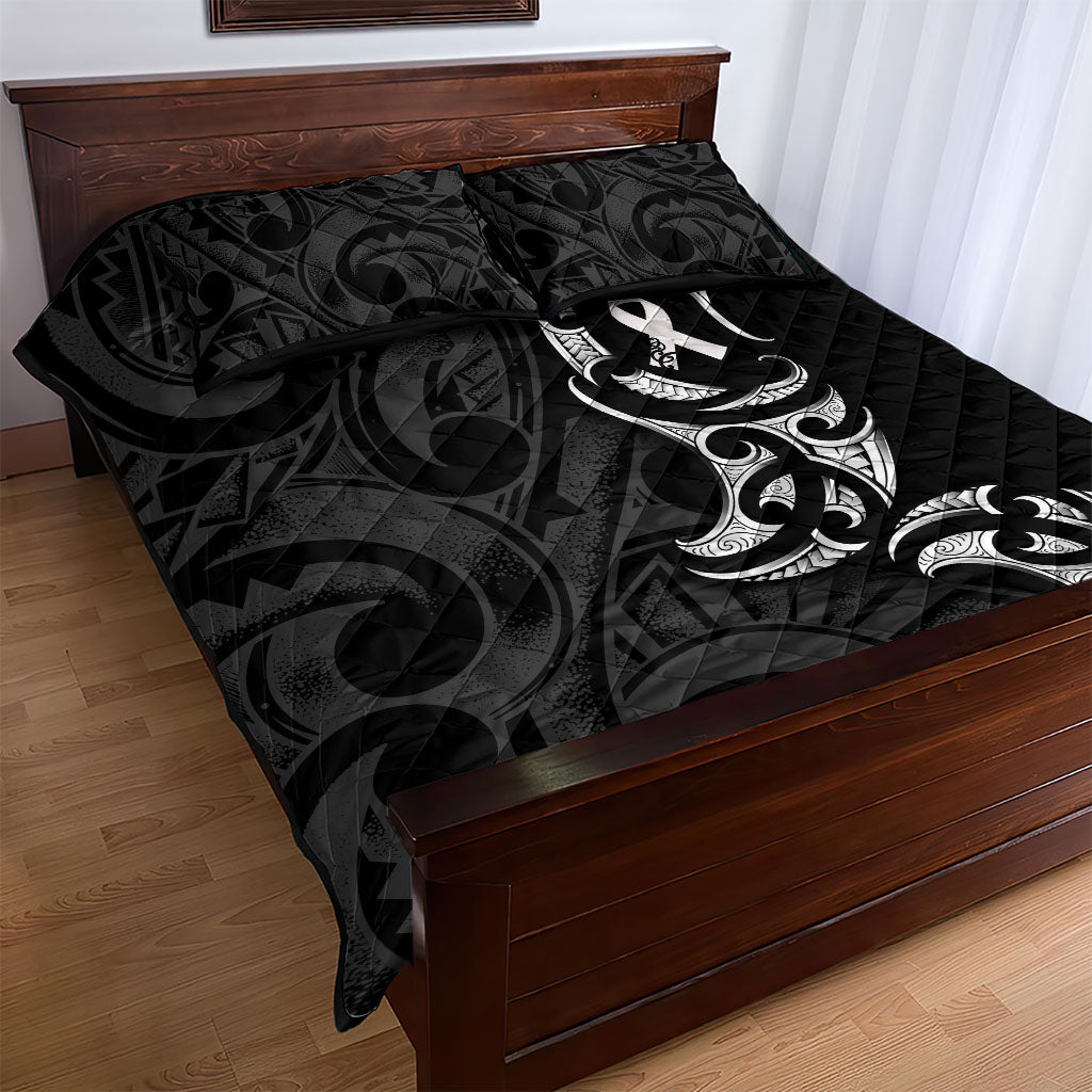White Ribbon Day New Zealand Quilt Bed Set Aotearoa Maori Pattern LT14 - Polynesian Pride