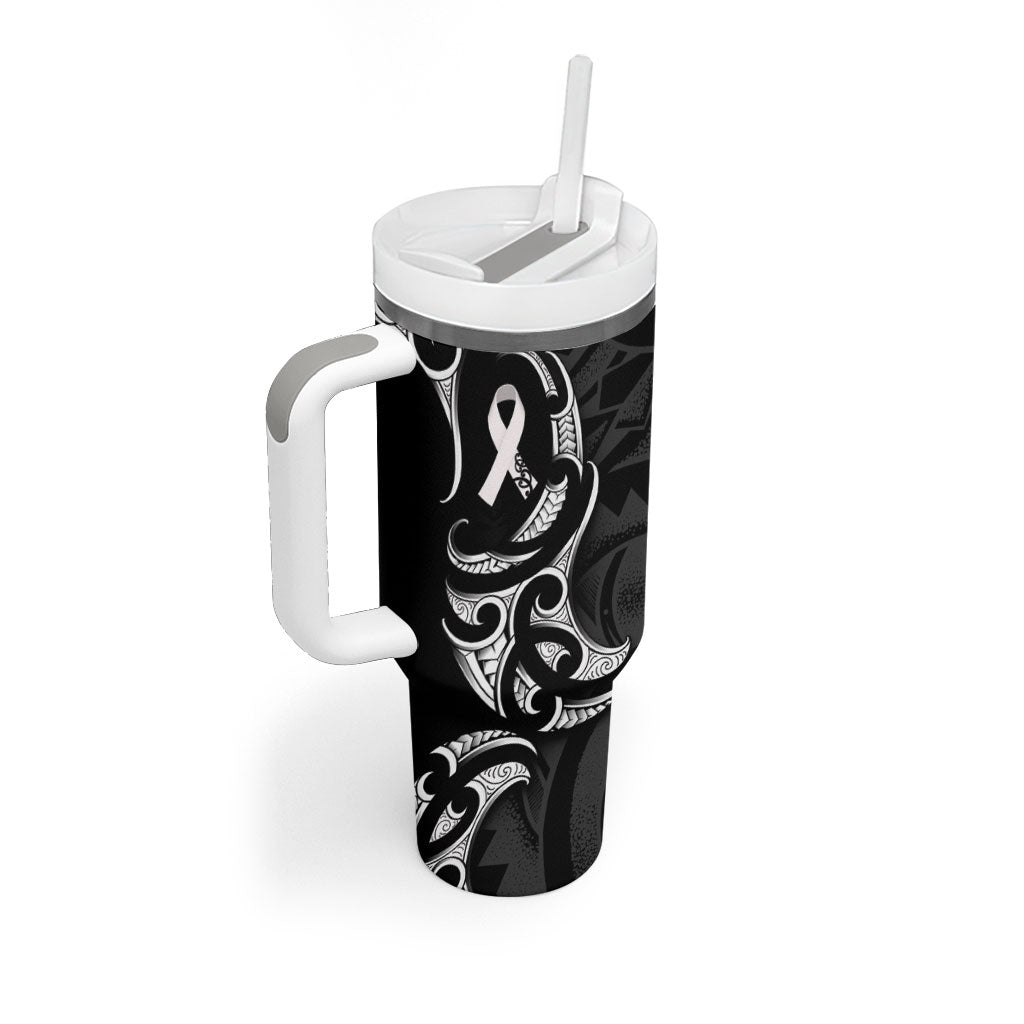White Ribbon Day New Zealand Tumbler With Handle Aotearoa Maori Pattern LT14 - Polynesian Pride
