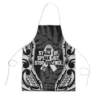 White Ribbon Day New Zealand Apron Respect Women Maori Pattern Black LT14 Black - Polynesian Pride