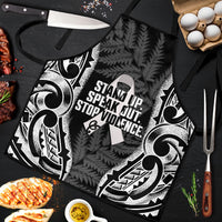 White Ribbon Day New Zealand Apron Respect Women Maori Pattern Black LT14 Black - Polynesian Pride