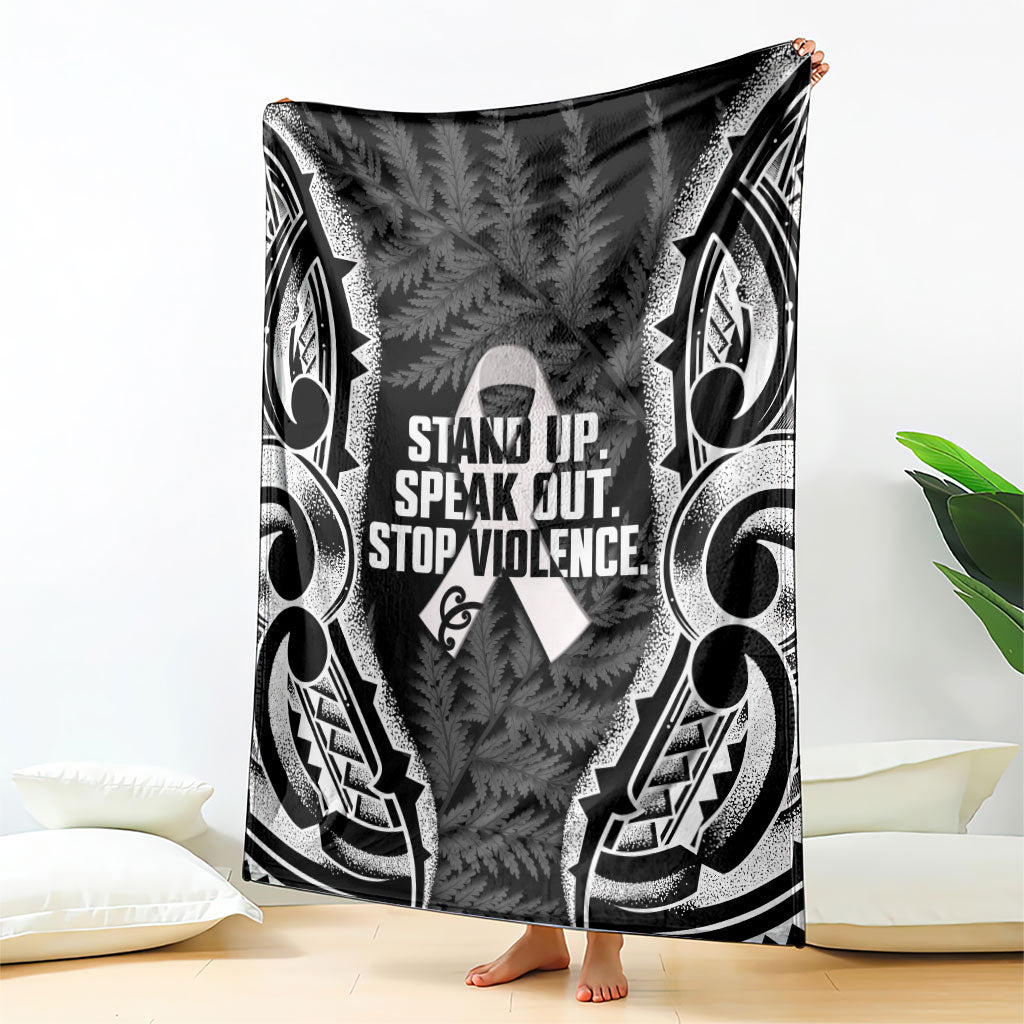 White Ribbon Day New Zealand Blanket Respect Women Maori Pattern Black LT14 - Polynesian Pride