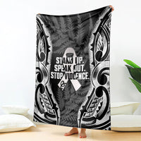 White Ribbon Day New Zealand Blanket Respect Women Maori Pattern Black LT14 - Polynesian Pride