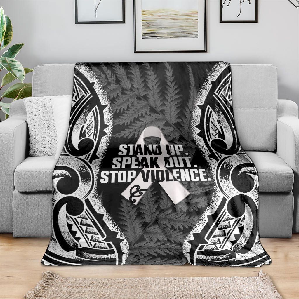 White Ribbon Day New Zealand Blanket Respect Women Maori Pattern Black LT14 - Polynesian Pride