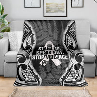White Ribbon Day New Zealand Blanket Respect Women Maori Pattern Black LT14 - Polynesian Pride