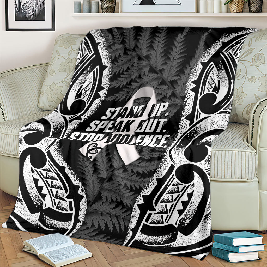 White Ribbon Day New Zealand Blanket Respect Women Maori Pattern Black LT14 - Polynesian Pride