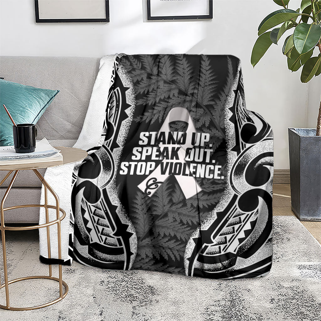 White Ribbon Day New Zealand Blanket Respect Women Maori Pattern Black LT14 - Polynesian Pride
