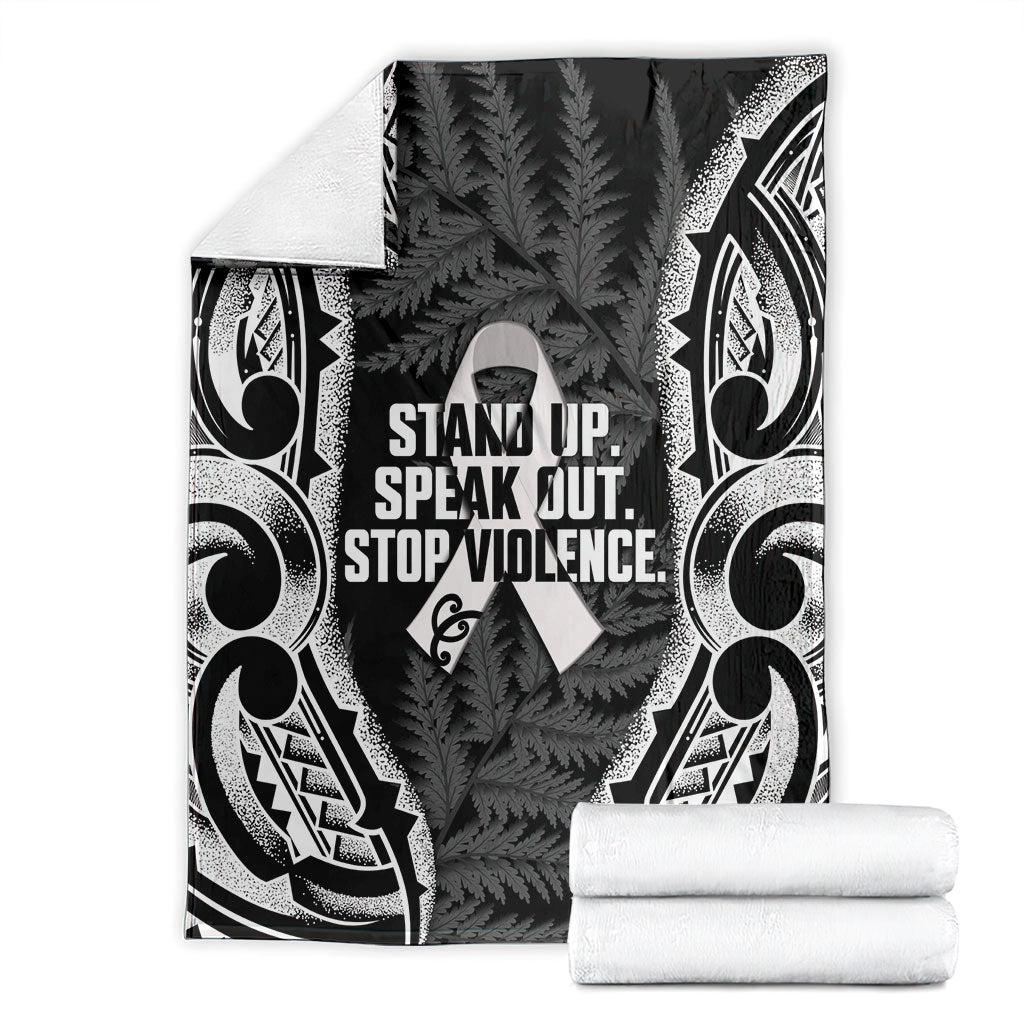 White Ribbon Day New Zealand Blanket Respect Women Maori Pattern Black LT14 - Polynesian Pride