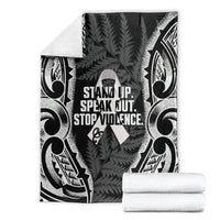 White Ribbon Day New Zealand Blanket Respect Women Maori Pattern Black LT14 - Polynesian Pride