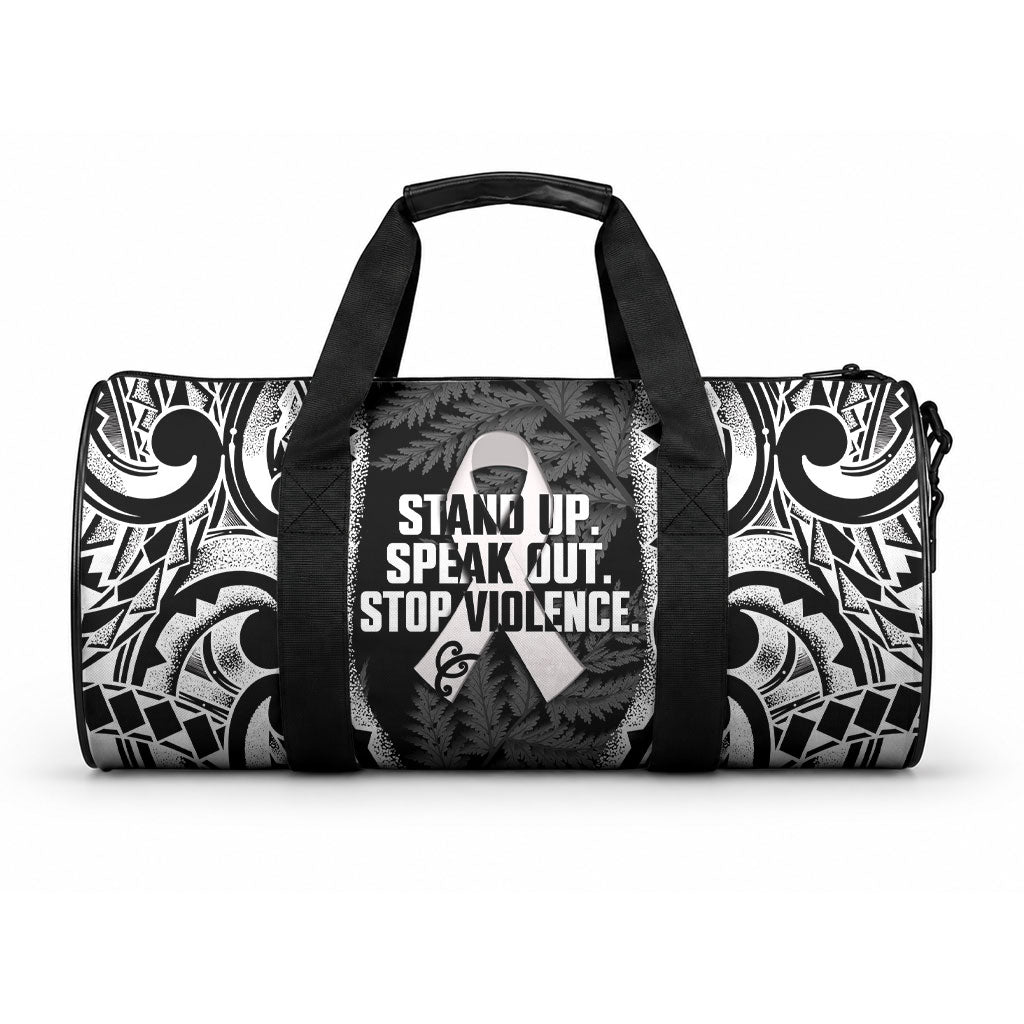 White Ribbon Day New Zealand Duffle Bag Respect Women Maori Pattern Black LT14 One size Black - Polynesian Pride