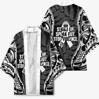 White Ribbon Day New Zealand Kimono Respect Women Maori Pattern Black LT14 - Polynesian Pride