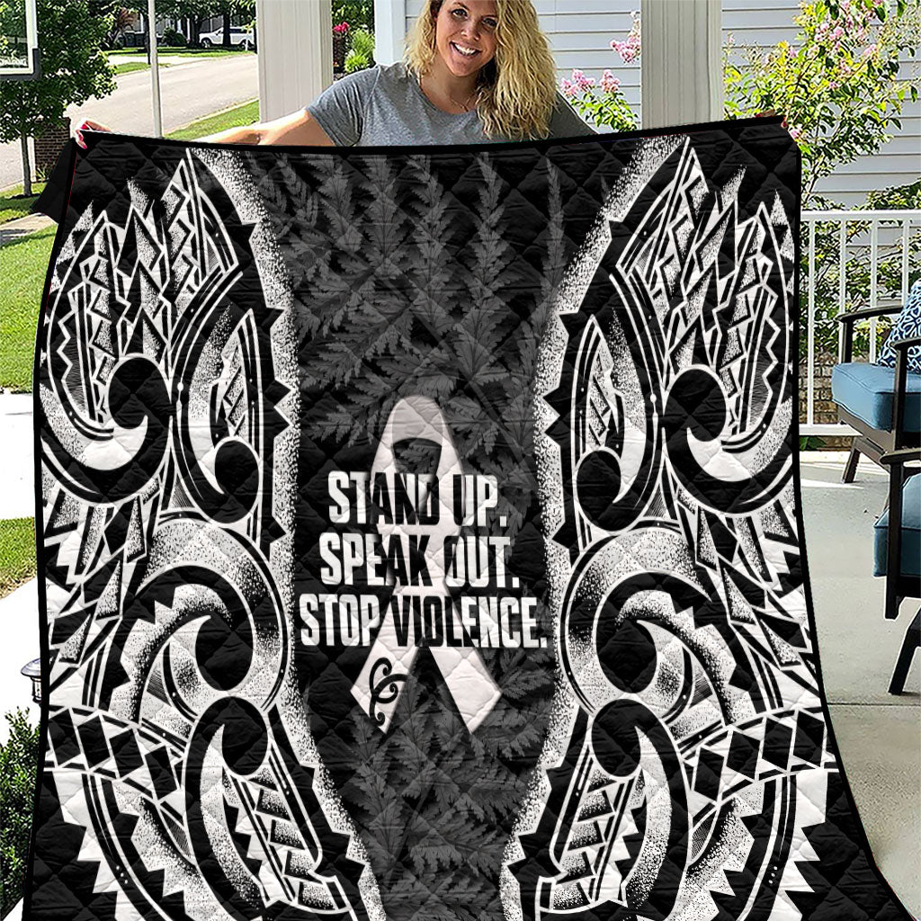 White Ribbon Day New Zealand Quilt Respect Women Maori Pattern Black LT14 Black - Polynesian Pride