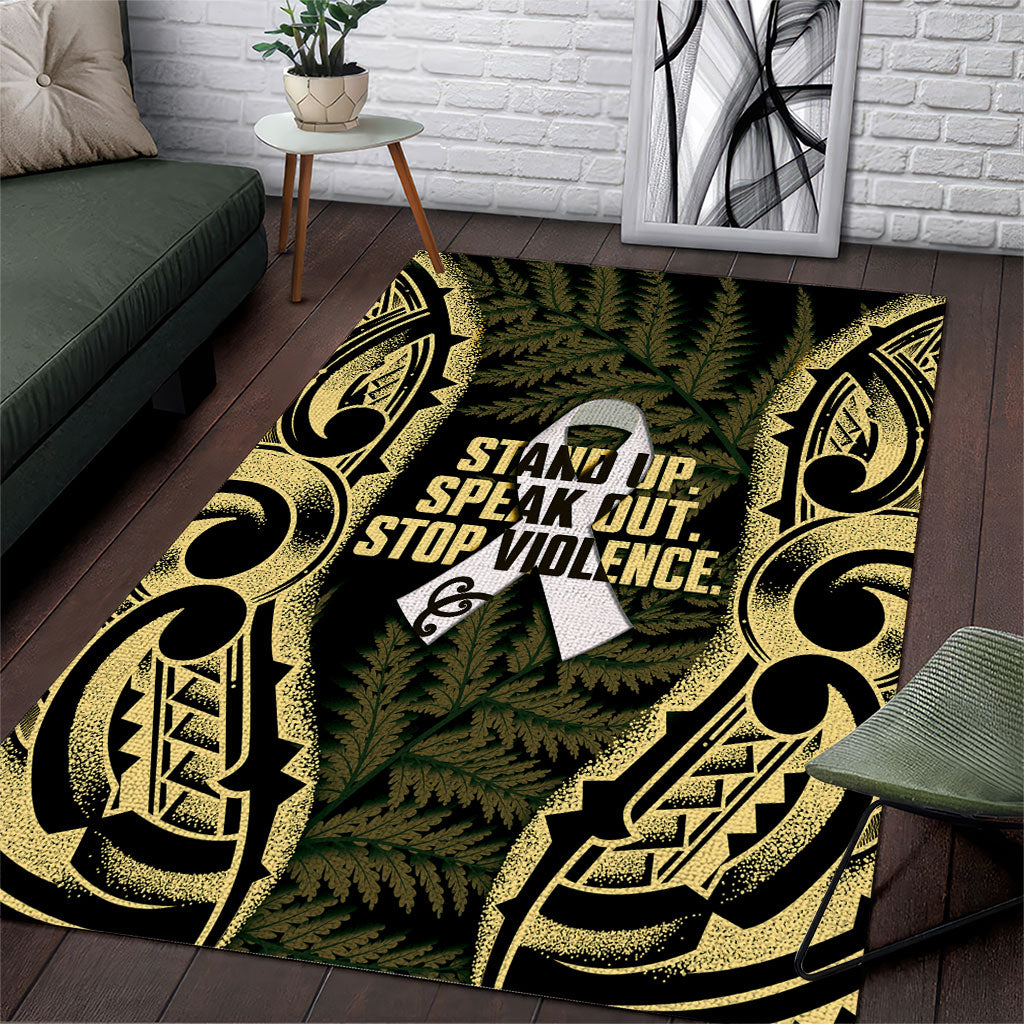 White Ribbon Day New Zealand Area Rug Respect Women Maori Pattern Yellow LT14 Yellow - Polynesian Pride